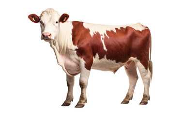 Red and White Beauty Cattle Isolated on Transparent Background PNG.