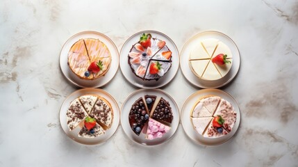 Delicious and beautiful desserts on a light background 