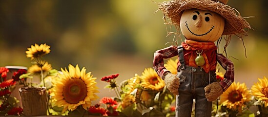 Garden decoration with a creative scarecrow