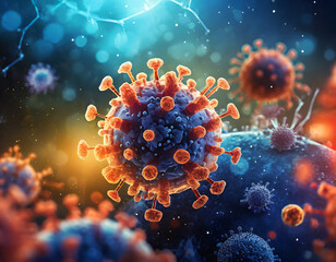 microscopic world of viruses epidemics and contagious diseases. coronavirus; non-ferrous bacteria; microbiology virus