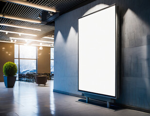 mock up blank billboard white empty media indoor vertical advertisement
