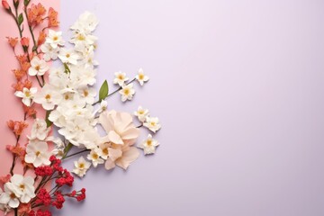 Beautiful flowers on the light background. Beautiful festive background with space for text