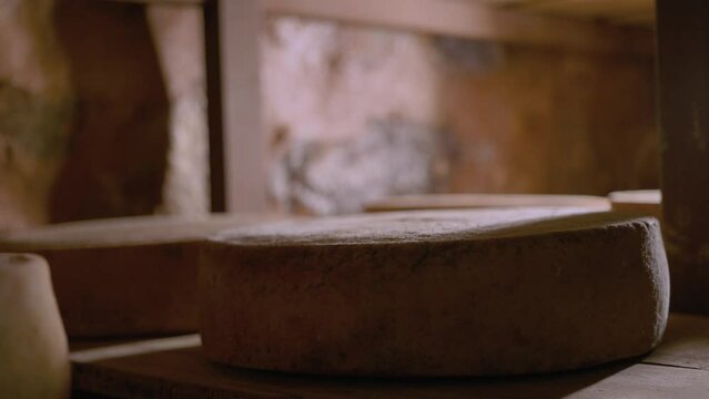 Serra Da Canastra Cheese That Is Being Cured In A Cellar