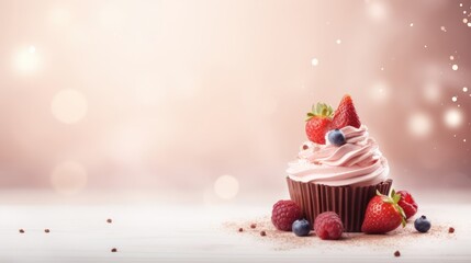 Delicious and beautiful desserts on a light background