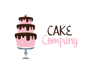 Chocolate Cake vector logo design. Food Baking Illustration stock illustration