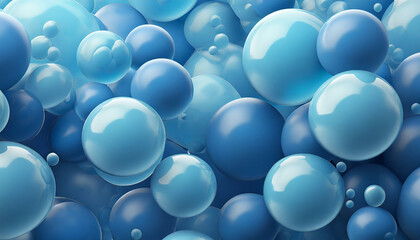 3D background of smooth blue bubbles