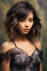 Naklejka premium Beautiful Woman in Grunge Dress