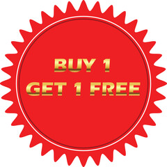buy one get one free Golden red tag | buy 1 get 1 free sign board vector | sales tag Golden