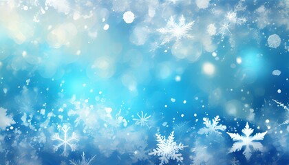 abstract blue white winter background with snowflakes and ice effect