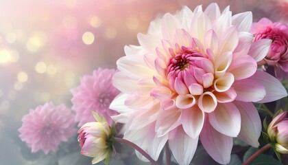 soft romance dahlia flower in sweet pastel tone background for valentine and wedding card