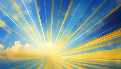 yellow blue sky rays background