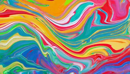 abstract marbled acrylic paint ink painted waves painting texture colorful background banner bold colors rainbow color swirls wave generative ai