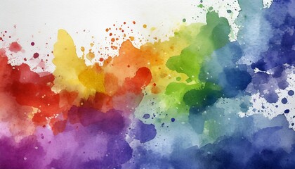 abstract colorful rainbow color painting illustration watercolor splashes on background generative ai