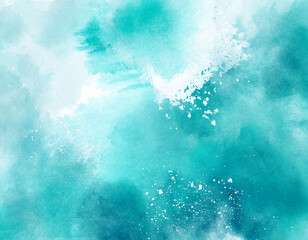 Blue turquoise teal mint cyan white abstract watercolor. Colorful art background. Light pastel....