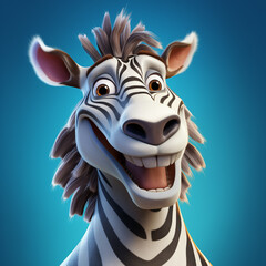 Cute and happy zebra avatar. Smiling zebra character. Funny zebra mugshot.	