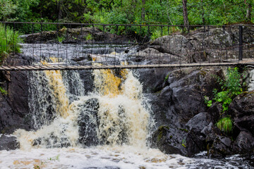 Descending water from the mountains in the river, fast cold water