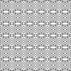 Figures from lines.Black pattern on white wallpaper for web page, textures, card, poster, fabric, textile packaging or napkins. Abstract wallpaper. Repeating background image. White texture.