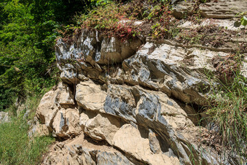 Stone wall cut, marble granite mining, stone minerals