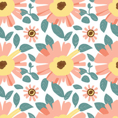 nature background of colorful flowers pattern vector template