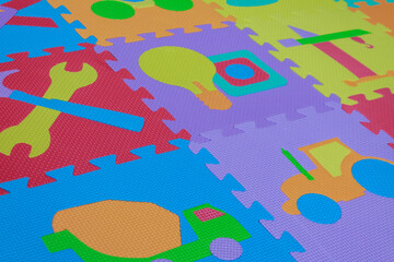 Large parts for assembling a puzzle for children, soft foam rubber mats puzzles for child development, isolated on a white background