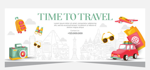 Design travel banner template. Vacation or traveling banner