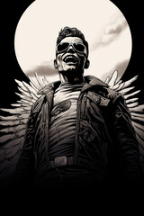 Naklejka premium angry zombie skull black and white scary halloween skeleton design