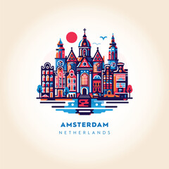 Amsterdam Skyline: Colorful Abstract Vector Illustration