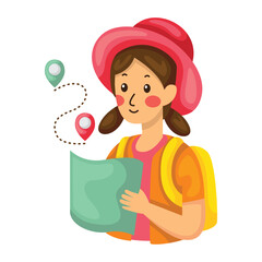 Women traveler icon. Vector design