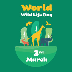 flat design world Wildlife Day vector template