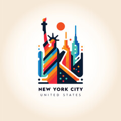 New York City Skyline: Colorful Abstract Vector Illustration © mertingen