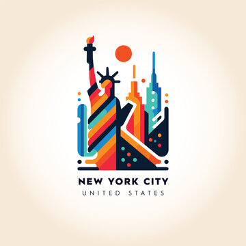 New York City Skyline: Colorful Abstract Vector Illustration