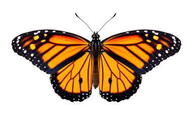 Fototapeta na wymiar Monarch Butterfly Elegance Isolated on Transparent Background PNG.
