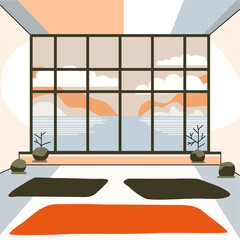 Modern yoga studio with window