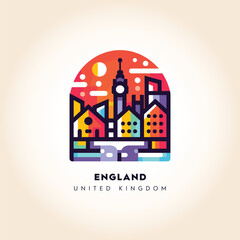 England Skyline: Colorful Abstract Vector Illustration