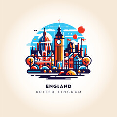 Naklejka premium England Skyline: Colorful Abstract Vector Illustration
