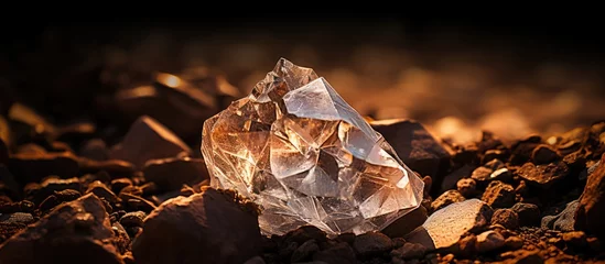 Gordijnen Close up of rough diamond in rock. © TheWaterMeloonProjec