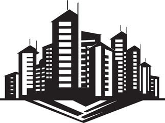 Obraz premium SkyscraperMark Dynamic Building Vector Icon CityScapeCraft Precision Vectorized Building Symbol