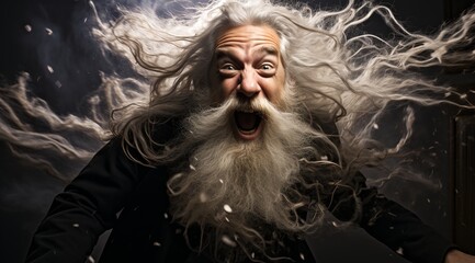 An old man with a big gray beard - obrazy, fototapety, plakaty