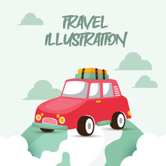 Hand drawn travel background. Travel illustration design