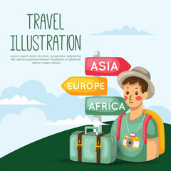 Flat background for vacation. Vector illustration