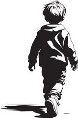 SoloStride Sleek Vectorized Child on a Walk Emblem WanderLoneMark Elegant Walking Child Vector Logo