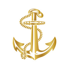 golden anchor icon on white background © MehmetKemal