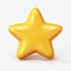 Yellow shiny star. 3d icon isolated on white background. 