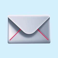 White email. 3d blank envelope icon isolated on blue background.