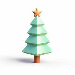 Simple Christmas tree with a star. 3d holiday illustration.