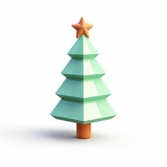 Creative Christmas tree with a star. 3d holiday illustration.