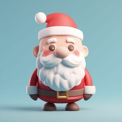 Cute Santa Claus character. 3d Christmas illustration.
