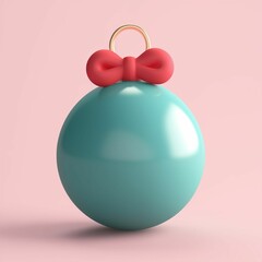 Glossy Christmas ball in pastel colors. 3d holiday decoration.