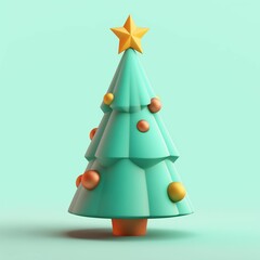 Christmas tree decorated with ornaments. Modern 3d icon illustration.