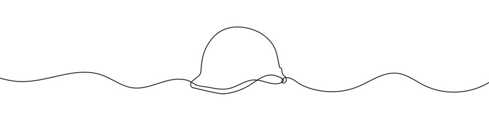 Continuous editable line drawing of construction helmet. Construction helmet icon in one line. - obrazy, fototapety, plakaty